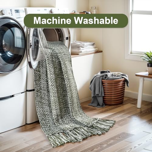 Collive Small Bathroom Rug, 2' x 3' Hand-Woven Low Profile Front Entryway Rug, Olive Green/Cream Cotton Reversible Washable Kitchen Mat Modern Farmhouse Carpet for Foyer Bedroom Back Door Decor - Image 4