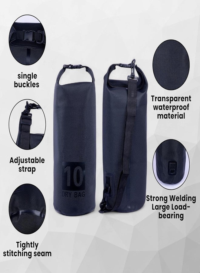 Divik PVC Waterproof Dry Bag Roll Top Camping Bag 5L-20L | Ideal for Travel, Trekking, Hiking, Swimming, Beach & Outdoor Adventures | Black (1Pcs) (10L) - Image 5