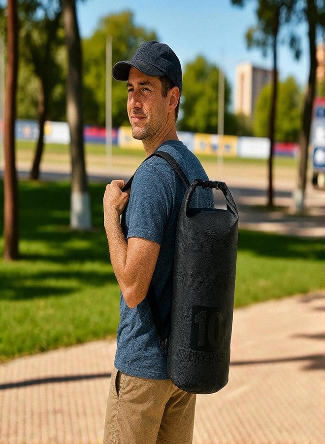 Divik PVC Waterproof Dry Bag Roll Top Camping Bag 5L-20L | Ideal for Travel, Trekking, Hiking, Swimming, Beach & Outdoor Adventures | Black (1Pcs) (10L) - Image 2