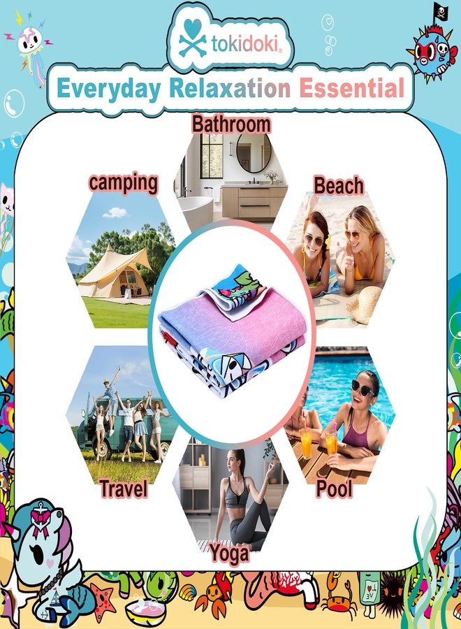 tokidoki Unicorno Beach Towel, 59 X 27 Inch Large Microfiber Beach Towel, Sand Free Quick Dry Towel Soft Bath Towel for Women Swimming Travel - Image 4