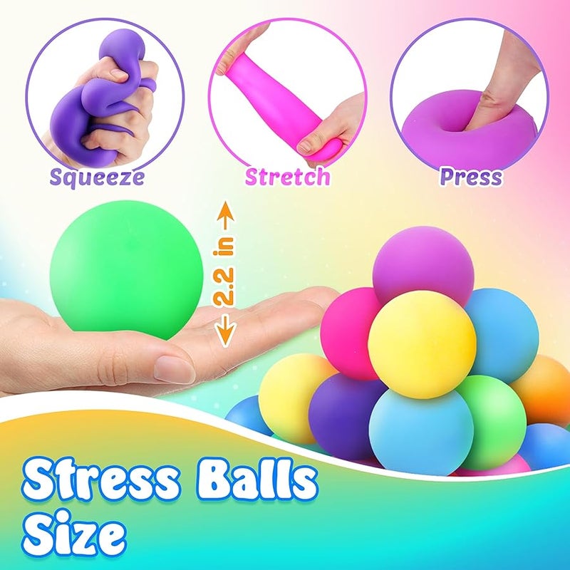 SMALL FISH Squishy Stress Balls for Kids Adults: 18 Pack Stretchy Fidget Ball for Nervousness Stress Relief, Hand Therapy Sensory Squeeze Ball, Fidget Classroom Must Haves, Party Favors for Kids 3-12 - Image 3
