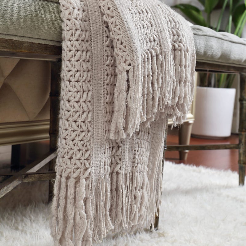 CREVENT Home Decor Couch Sofa Chair Bed Throw Blanket  Soft Warm Cozy Light Weight for Travelling  Giftable for Christmas(50''X60'' Taupe) - Image 4