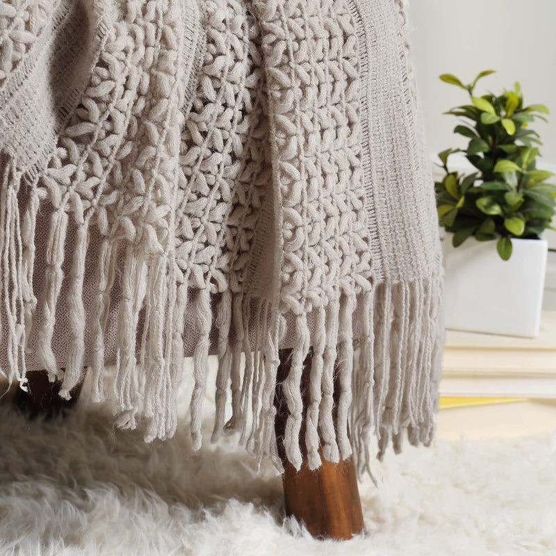 CREVENT Home Decor Couch Sofa Chair Bed Throw Blanket  Soft Warm Cozy Light Weight for Travelling  Giftable for Christmas(50''X60'' Taupe) - Image 3