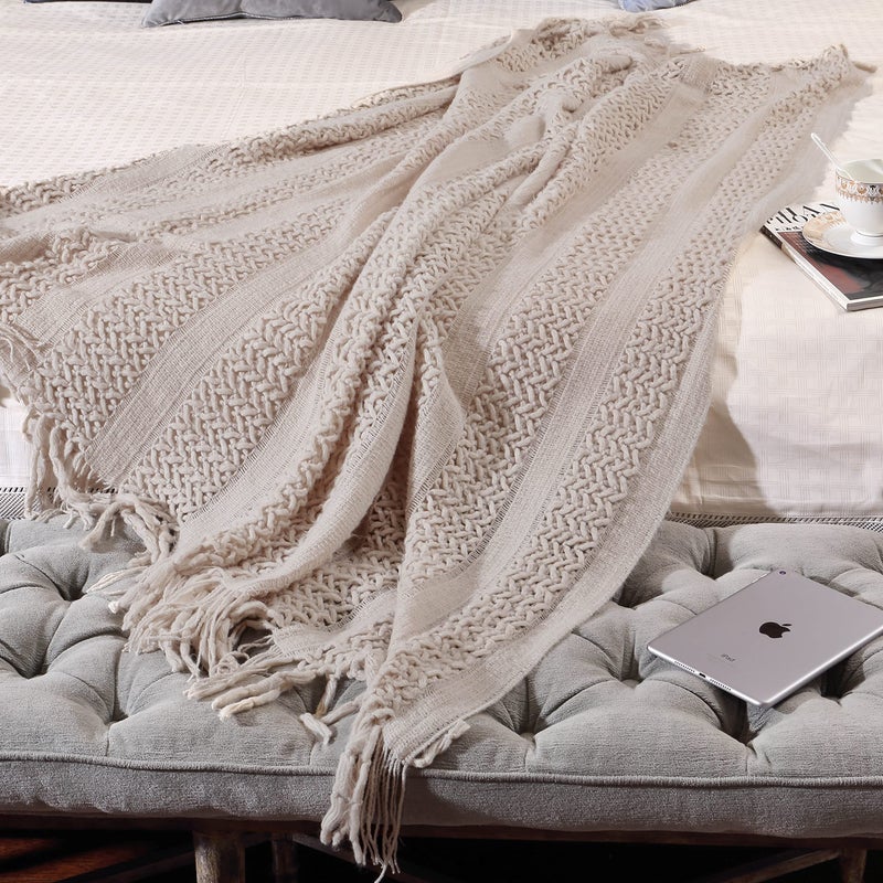 CREVENT Home Decor Couch Sofa Chair Bed Throw Blanket  Soft Warm Cozy Light Weight for Travelling  Giftable for Christmas(50''X60'' Taupe) - Image 2