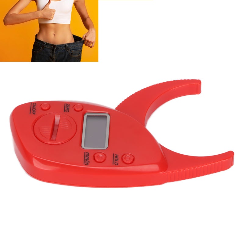 Body Fat Caliper Red ABS Material Light Portable - Accurate Skinfold Measurement for Fitness Enthusiasts Personal Trainers Health Enthusiasts - Image 1