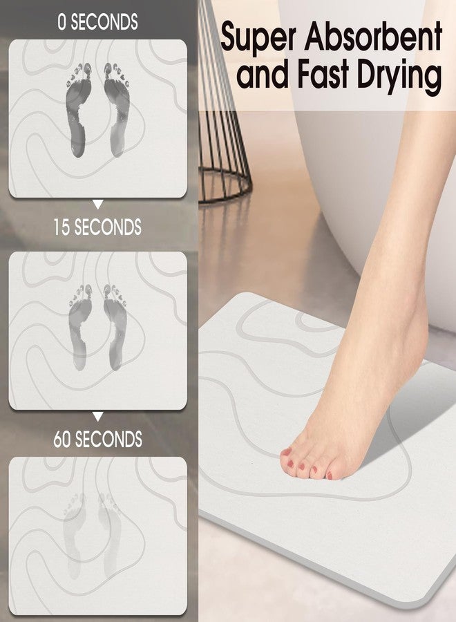 ZIKIBL Stone Bath Mat Diatomaceous Earth Shower Mat Non-Slip Super Absorbent Diatomite Stone Mats for Bathroom Floor/Ktichen Cuonter Quick-Drying Easy to Clean (24''*16''White) - Image 2