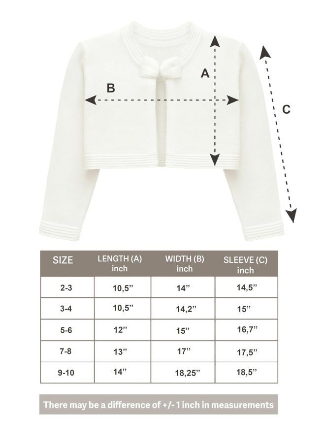 Lilax Little Girls' Knit Long Sleeve Bowknot Closure Bolero Cardigan, Cream, 2-3 Years - Image 5