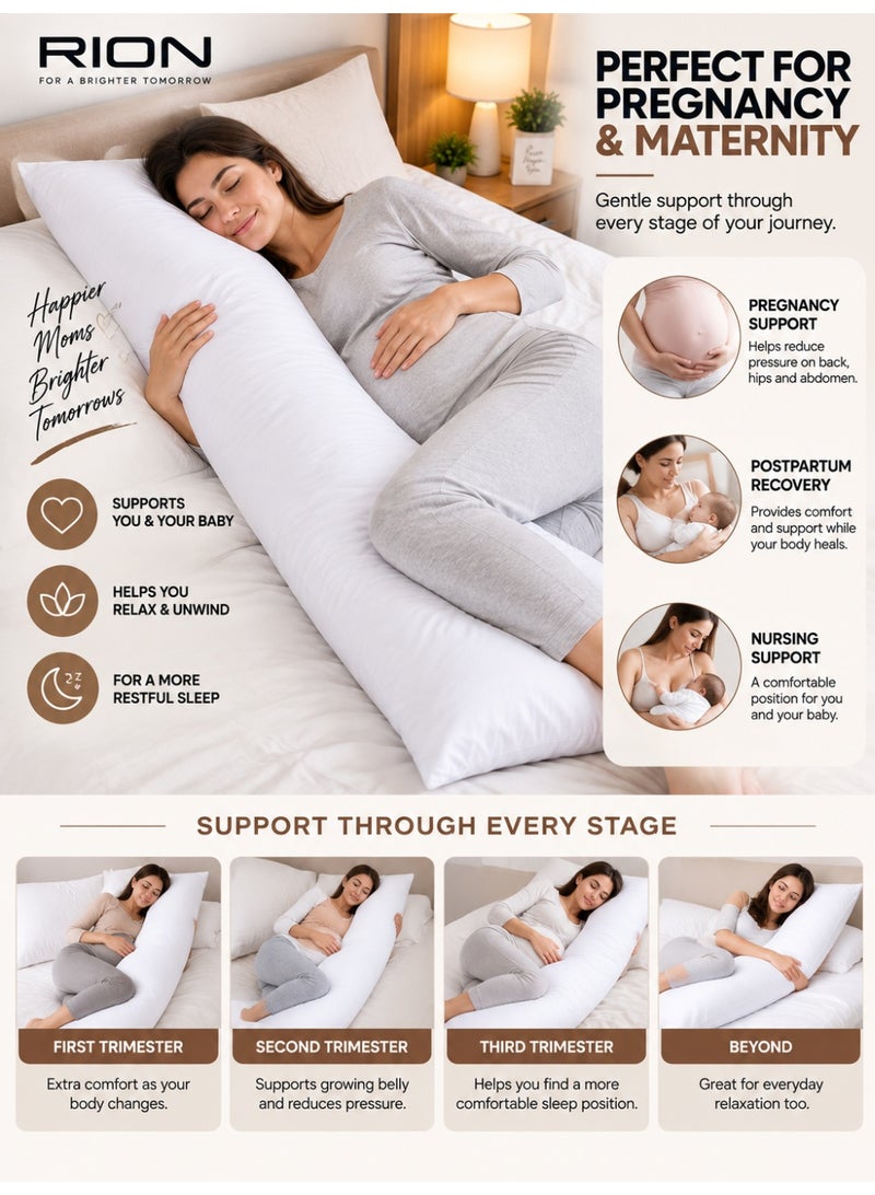 RION Full Body Pillow 50x150 cm – Ultra Soft Long Pillow for Side Sleepers, Pregnancy & Maternity Support – Hypoallergenic Polyester Fiberfill - Image 3