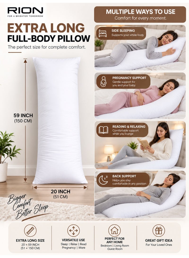 RION Full Body Pillow 50x150 cm – Ultra Soft Long Pillow for Side Sleepers, Pregnancy & Maternity Support – Hypoallergenic Polyester Fiberfill - Image 5