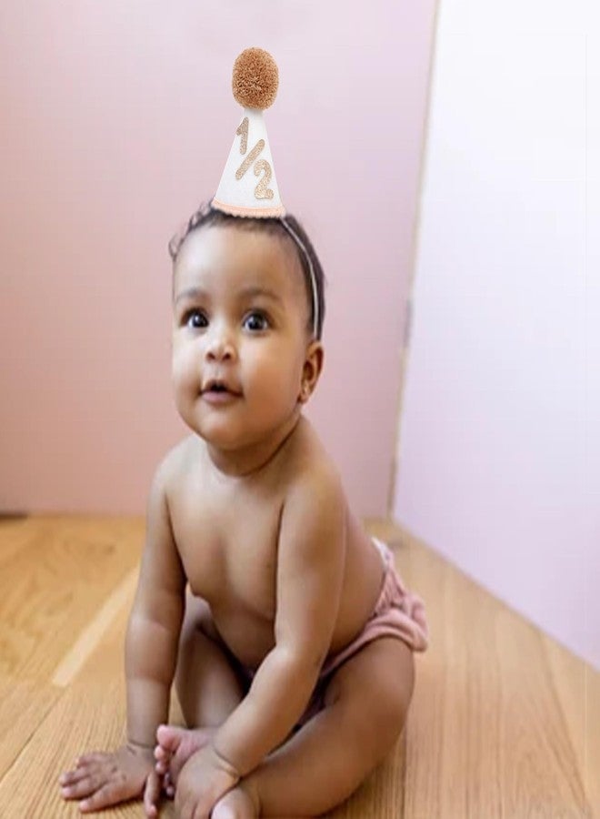 Agkvw Boho 1/2 Birthday Party Hat - Boho Half Birthday Hat for Boys and Girls, Neutral Half Birthday Decorations, Brown and Glitter 1/2 Birthday Crown - Image 5