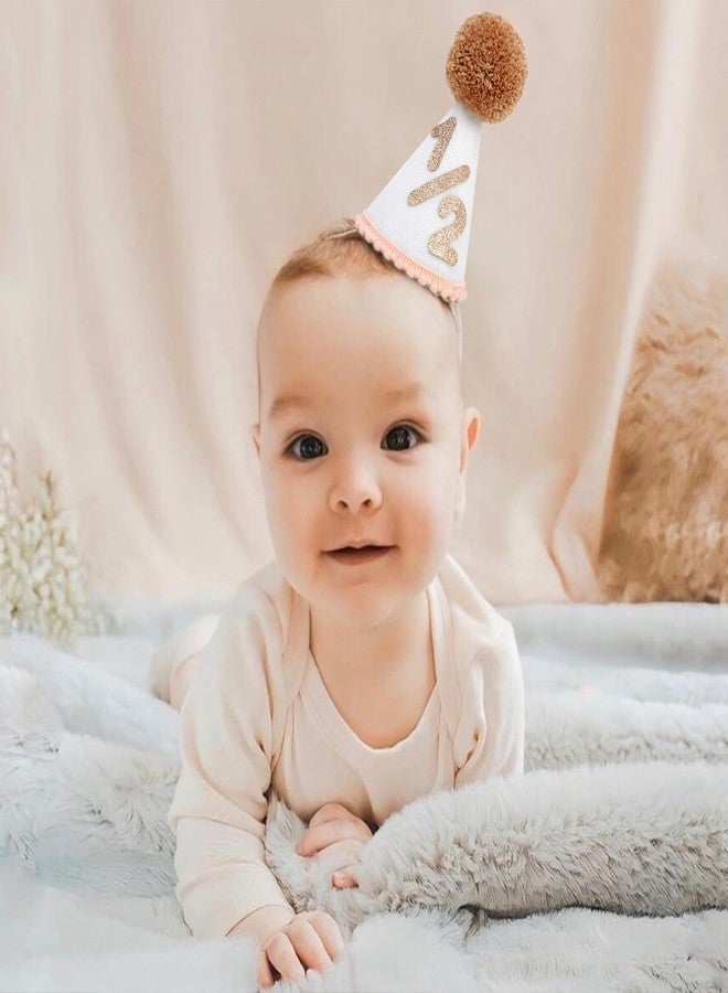 Agkvw Boho 1/2 Birthday Party Hat - Boho Half Birthday Hat for Boys and Girls, Neutral Half Birthday Decorations, Brown and Glitter 1/2 Birthday Crown - Image 3