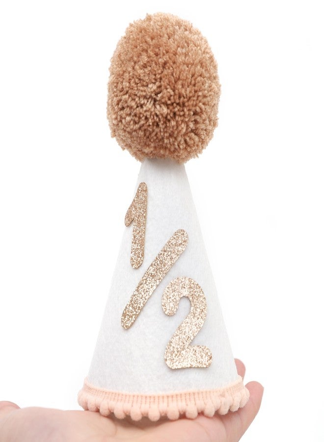 Agkvw Boho 1/2 Birthday Party Hat - Boho Half Birthday Hat for Boys and Girls, Neutral Half Birthday Decorations, Brown and Glitter 1/2 Birthday Crown - Image 4