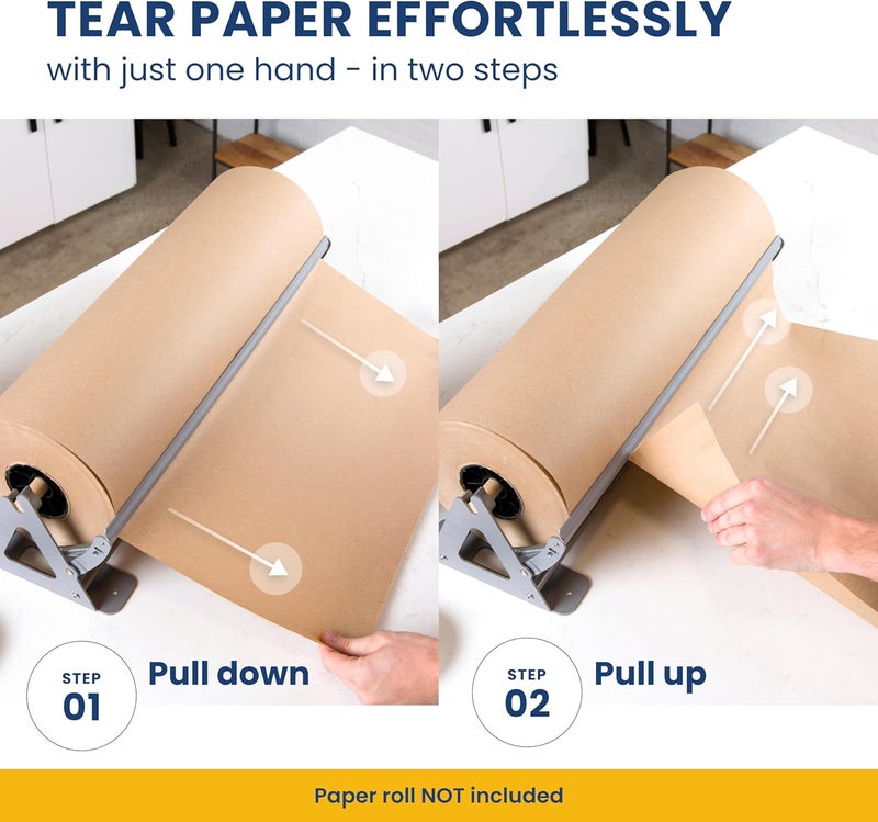 DIY CREW 18 Inch Paper Roll Dispenser and Cutter - Heavy-Duty Wall Mountable, Non Slip Tabletop - Kraft, Freezer, Butcher Paper - Up to 1000ft Rolls - Image 2