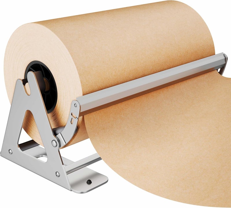 DIY CREW 18 Inch Paper Roll Dispenser and Cutter - Heavy-Duty Wall Mountable, Non Slip Tabletop - Kraft, Freezer, Butcher Paper - Up to 1000ft Rolls - Image 1