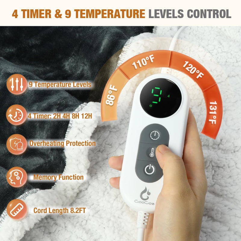 Goocoz Wearable Heated Blankets, Electric Snuggle Blanket with Foot Pockets, Sleeves, Hood, Waist Belt, 50"x70" Electric Heating Throw Blanket Wearable Heated Robe - Image 3