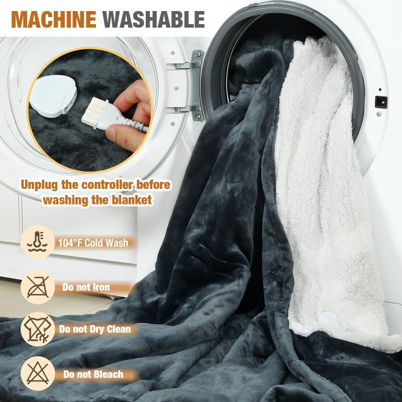 Goocoz Wearable Heated Blankets, Electric Snuggle Blanket with Foot Pockets, Sleeves, Hood, Waist Belt, 50"x70" Electric Heating Throw Blanket Wearable Heated Robe - Image 5