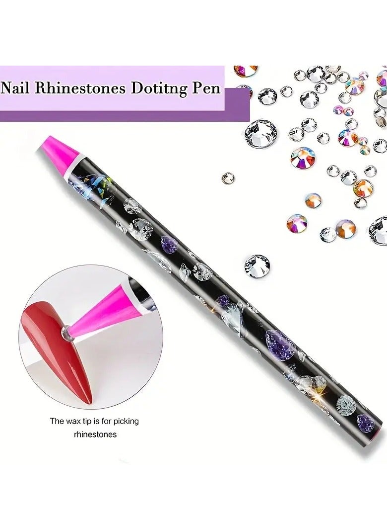 أوريتي تزيين أظافر بأحجار الراين، أحجار الراين للأظافر مع أداة التقاط أحجار الراين، قلم شمع منقط، ملقط، مبراة أقلام رصاص، أزياء بانك غوتيك - Image 5