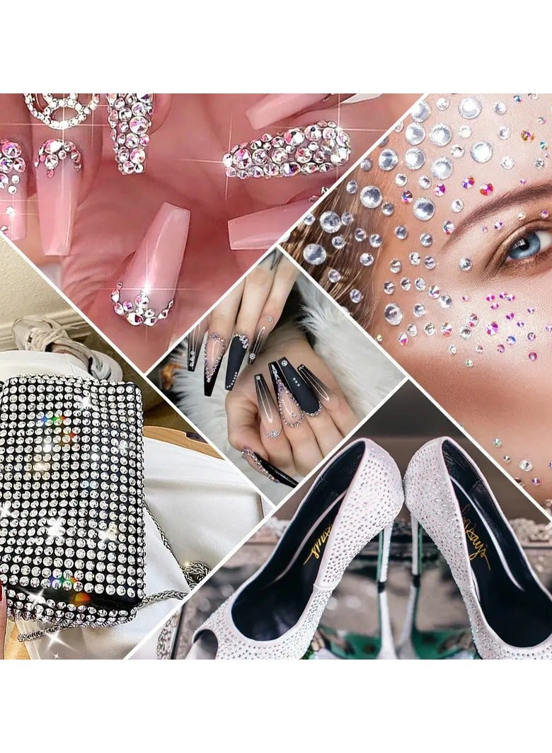 أوريتي تزيين أظافر بأحجار الراين، أحجار الراين للأظافر مع أداة التقاط أحجار الراين، قلم شمع منقط، ملقط، مبراة أقلام رصاص، أزياء بانك غوتيك - Image 2