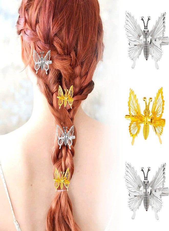 Blubby 6 Pcs Golden and Silver Butterfly Metal Hair Clutcher Hair Claw Clips for Women - Image 4