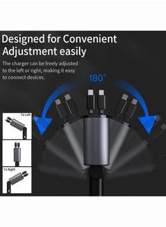 OULIYO Car Charger - Fast Charging 4-in-1 Adapter with Collapsible Lightning & Type C Cables, Dual USB Ports & Voltage Display - Compatible with iPhone, iPad, Galaxy - 120W Power Output  - Image 5