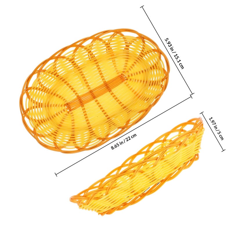 Oval 22cm Plastic Woven Bread Snack Fruit Basket for Serving Household Storage - Image 3