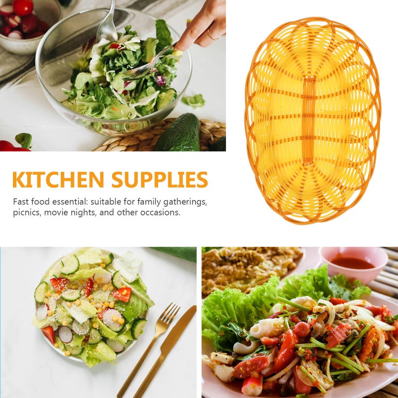 Oval 22cm Plastic Woven Bread Snack Fruit Basket for Serving Household Storage - Image 4