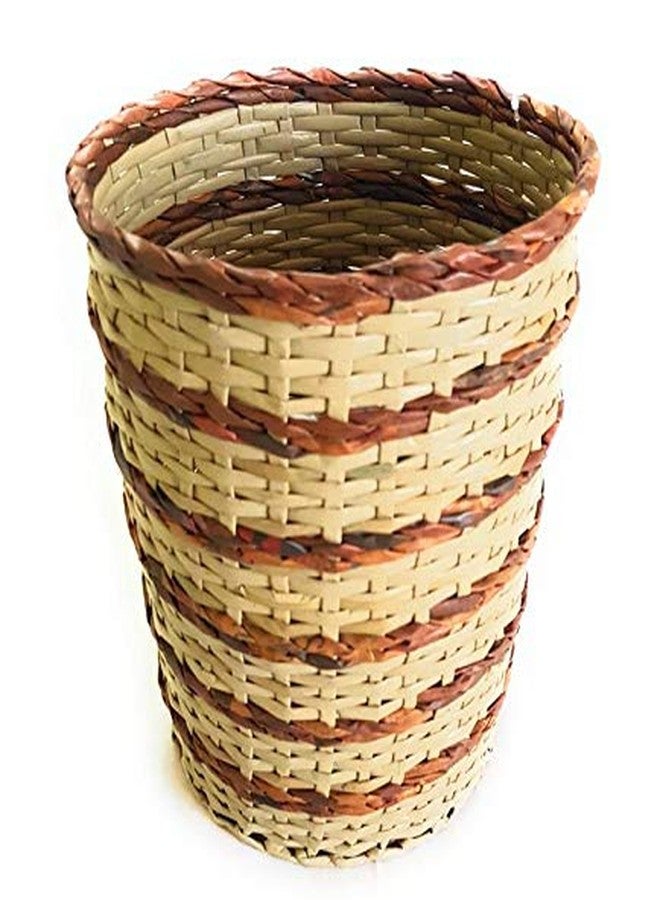 Sonas Creation Paperus, Beige,& Brown, Open-top Dustbin, Waste Basket, Trash Can, Paper Bin, Storage Basket, Standard Size 10 Liter, 11 inch Tall Eco Friendly, Handmade of Paper Ropes - Image 1
