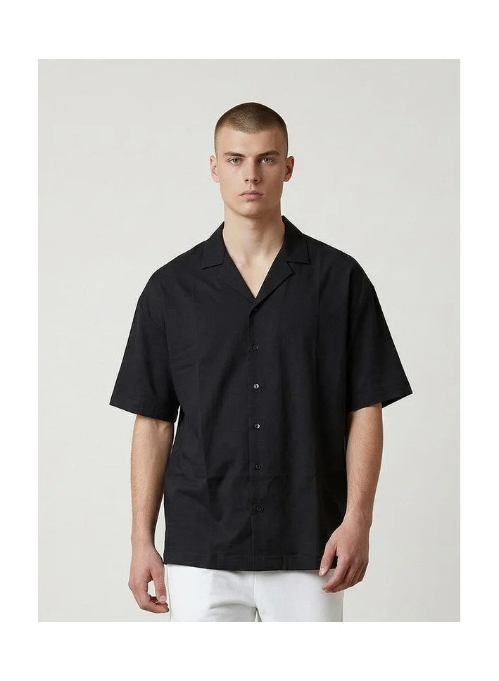 Marrakech Oversized Solid Camp Collar Short Sleeve Shirt