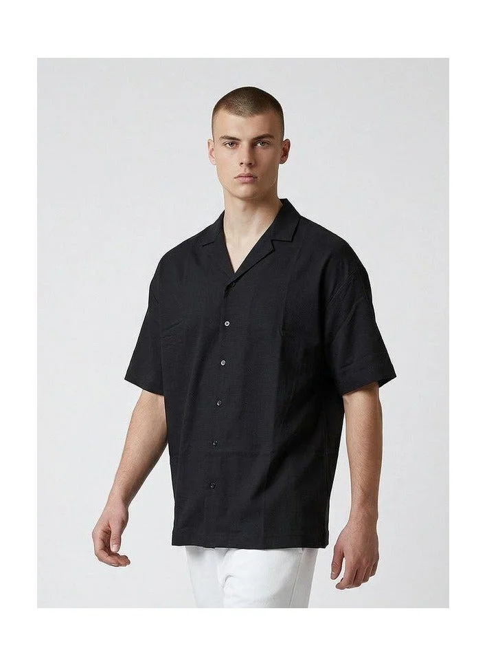 Marrakech Oversized Solid Camp Collar Short Sleeve Shirt