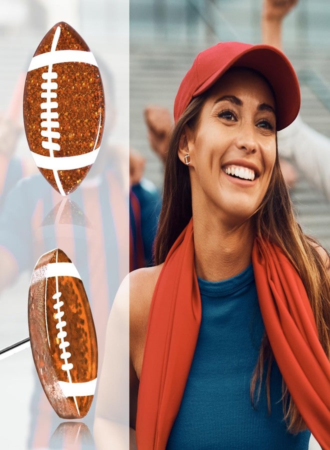 Mintolex Football Stud Earrings for Women Glitter Acrylic Sports Earrings for Game Day Spirit Week Fall Football Mom Accessories Teacher Jewelry, Brown Football - Image 5