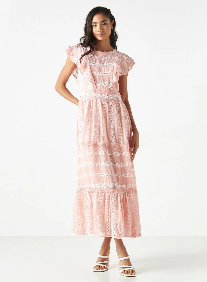 2Xtremz 2Xtremz All-Over Embroidered Tiered Dress with Ruffles