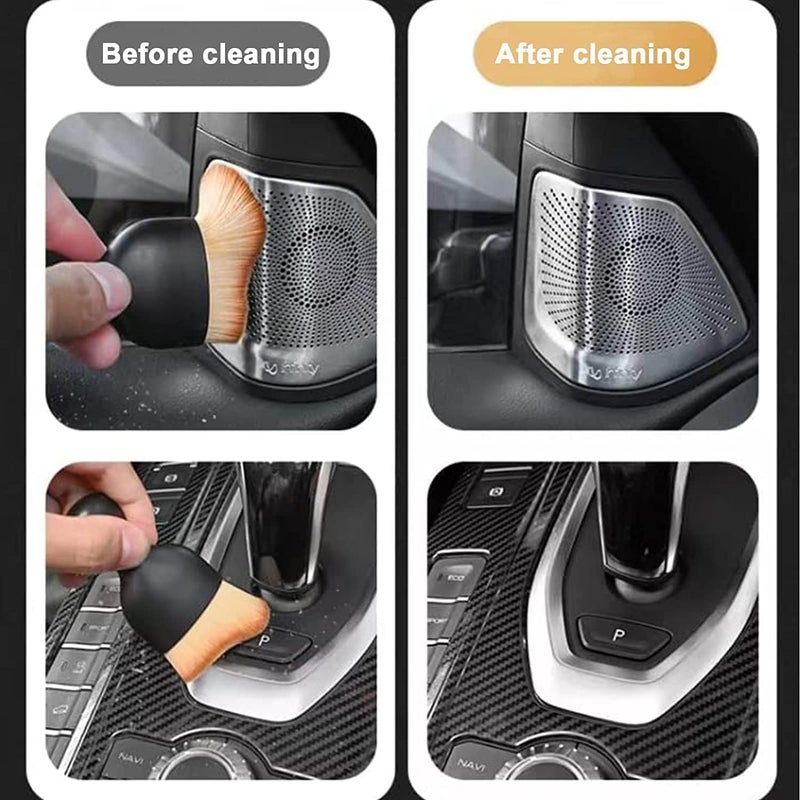 BEANPRECOY 2 Pcs Car Interior Cleaning Tool Brush with Cover – Soft Hair Removal & Detailing Brushes, Scratch-Free Auto Interior Cleaning Kit for Dust, Vents, Dashboard - Image 5