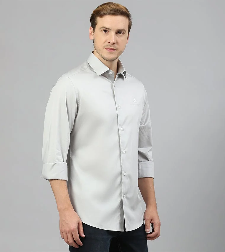 Logo Embroidered Long Sleeves Formal Shirt