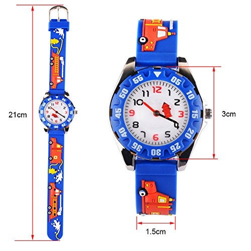 Venhoo Kids Watches 3D Cute Cartoon Digital Waterproof Silicone Children Wristwatches Time Teacher Gifts for 3 4 5 6 7 8 9 Years Old Age Boys-Blue - Image 2