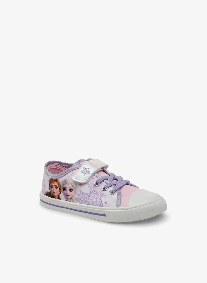 Disney Girls Frozen Print Hook & Loop Ankle Sneakers
