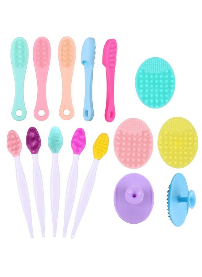 Yebeauty - Silicone Facial Cleansing Brush Set Of 15 5Pcs Face Scrubber 5Pcs Nose Blackhead Remover And 5Pcs Doublesided Exfoliating Lip Brush Lip Exfoliator Tool For Skincare - Image 1