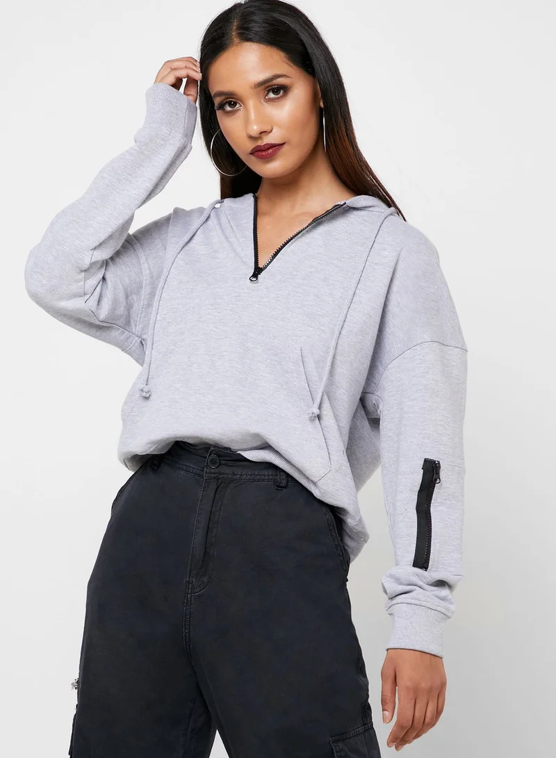 Missguided Zip Detail Hoodie
