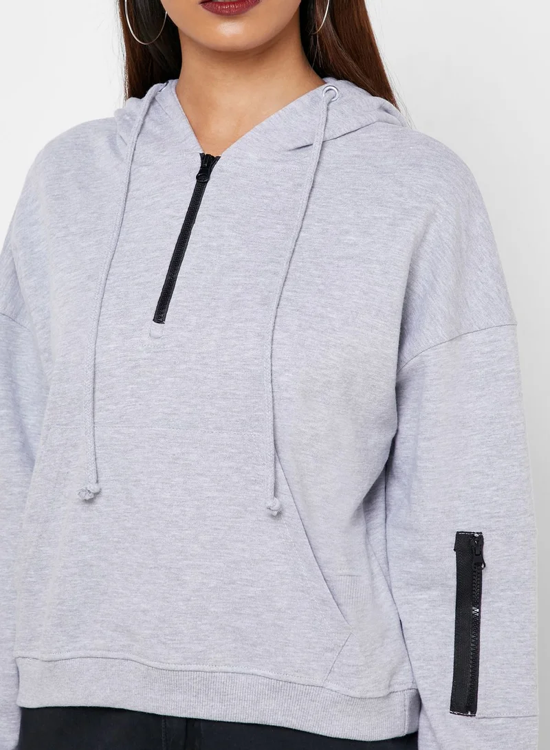 Missguided Zip Detail Hoodie