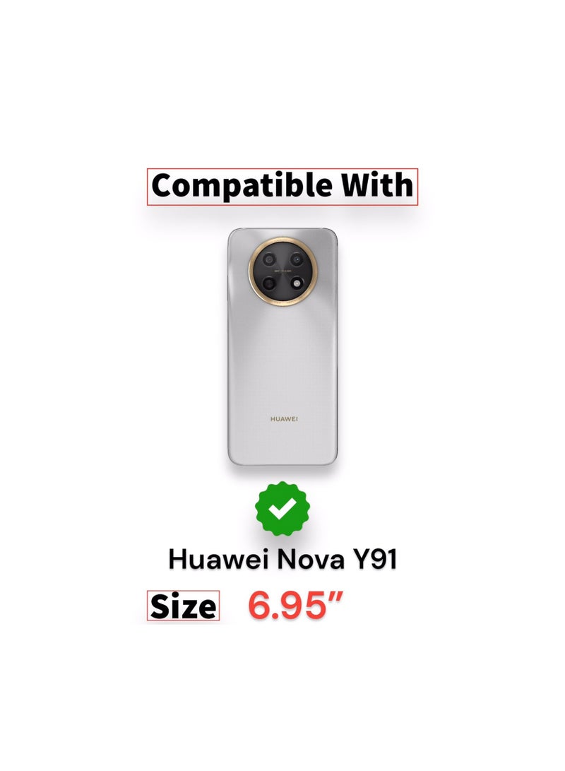 For Huawei Nova Y91 Clear View Flip Case , Without Sensor , Stand Watching Position , Mirror Full Protection Cover Compatible With Huawei Nova Y91 (6.95’) (Purple) - Image 5