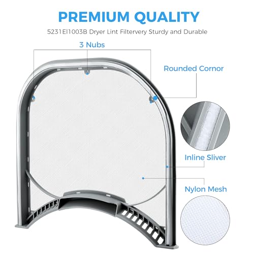 Romalon 5231El1003B Dryer Lint Filter by Romalon Fit for LG Kenmore 7958/7968/7969 Dryer with Felt Rim Seal Replaces 5231El1002E Ap4440606 5231El1003E Ps3527578 5231El1003A 1266857 Ah3527578 Ea3527578 - Image 4