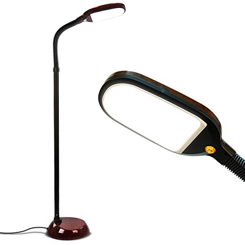 Brightech Litespan - Bright LED Floor Reading Lamp for Over Chair Crafts and Reading, Estheticians' Light for Lash Extensions, Adjustable Standing Lamp for Living Room, Bedroom, Office - Havana Brown - Image 1