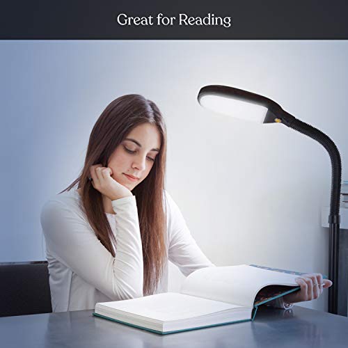 Brightech Litespan - Bright LED Floor Reading Lamp for Over Chair Crafts and Reading, Estheticians' Light for Lash Extensions, Adjustable Standing Lamp for Living Room, Bedroom, Office - Havana Brown - Image 3