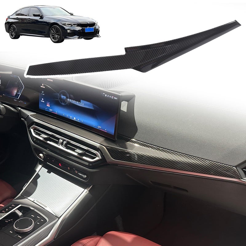 Car Dashboard Panel Trim Strips Cover For BMW 3 4 Series i3 i4 G20 G28 G22 G23 G26 320i 330i M340i 420i 430i M440i 20202024Center Console Dashboard Cover Trim Accessories Carbon Fiber Pattern
