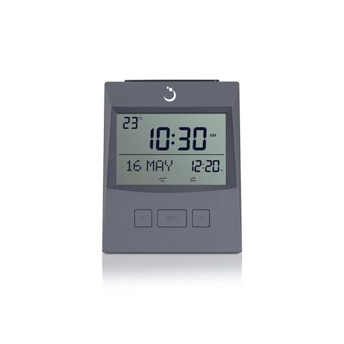 ALFAJR Azan Clock CS13 Table Clock Automatic Athan Prayer Alarm Grey - Image 1