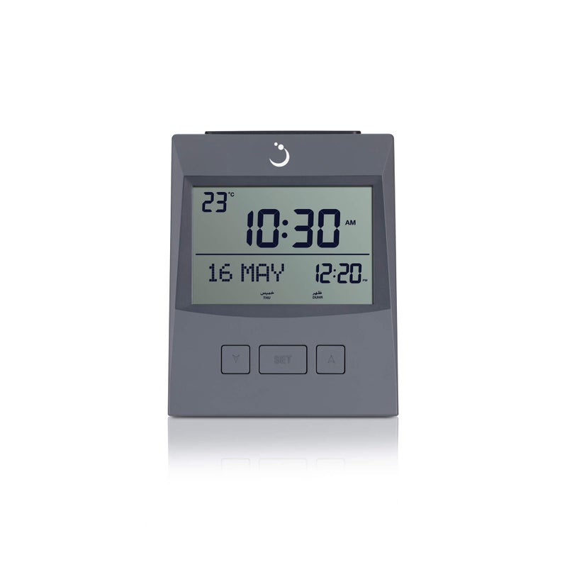 ALFAJR Azan Clock CS13 Table Clock Automatic Athan Prayer Alarm Grey - Image 2