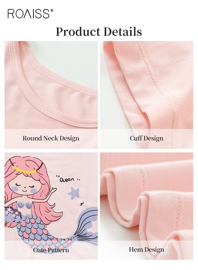 roaiss 2-Pack Mermaid Nightdress Set, Adorable Comfortable Sleepshirts, Girls' Summer Dress, Breathable Short-sleeved Nightgown, Kids Cartoon Pajama Dress  - Image 3