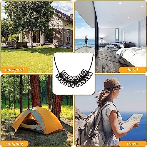 Nibbler Cloth Drying Rope with Hooks - Elastic Hanging Rope for Travel, Home, and Outdoor Drying - Includes 12 Clips-Kapde Sukhane ki Rassi Wire - Multicolour (3) - Image 5