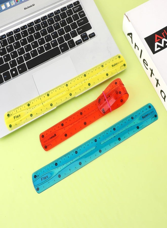Grevosea 3Pcs Flexible Ruler, 12 Inch Translucent Plastic Rulers Shatterproof Bendy Rulers with Inches and Centimeters Soft Bendable Rulers for Kids Adults Classroom School Home Office (Red Yellow Blue) - Image 5