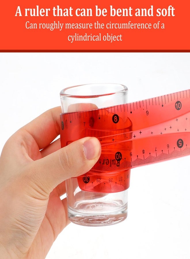 Grevosea 3Pcs Flexible Ruler, 12 Inch Translucent Plastic Rulers Shatterproof Bendy Rulers with Inches and Centimeters Soft Bendable Rulers for Kids Adults Classroom School Home Office (Red Yellow Blue) - Image 4