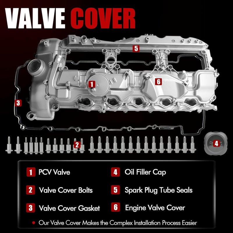 MITZONE Upgrade Performance All Aluminum N55 Valve Cover Kit for BMW 2011-2019 X3 X5 X6 2010-2017 535i 335i 740i 740Li 3.0L - Image 3